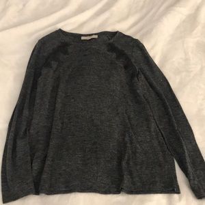 Gray shirt with black lace detail